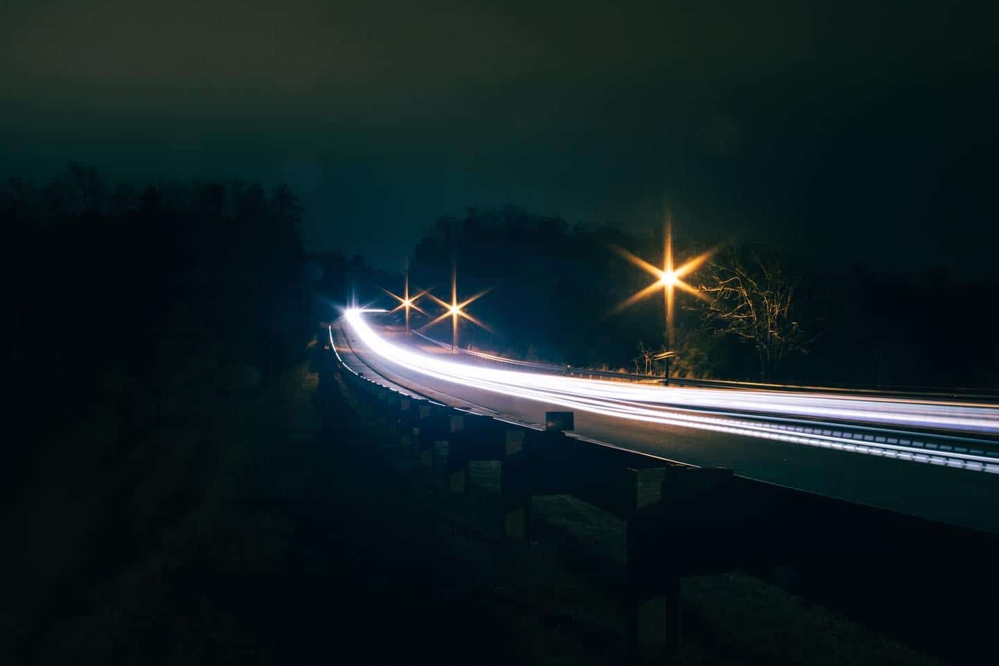 light trail of cars passing